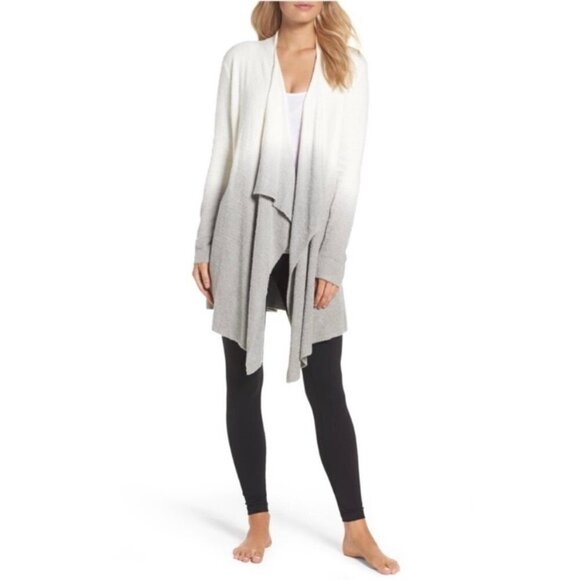 Barefoot Dreams Bamboo Chic lite Calypso Knit ombre White Gray Cardigan Size S/M - Picture 2 of 9